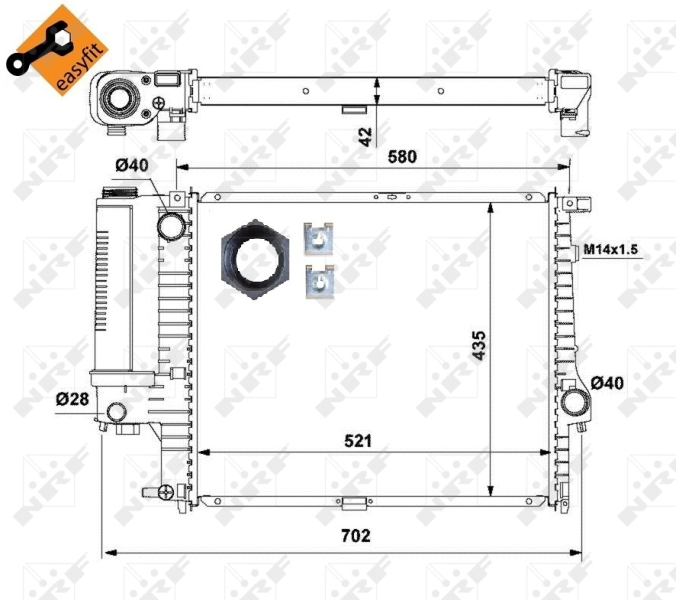 Radiator motor (cu elemente montaj) potrivit BMW Seria 5 (E34) 2.0 2.5