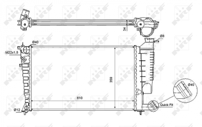 Radiator motor (cu elemente montaj) potrivit CITROEN XSARA; PEUGEOT 306, 307 1.6 1.8 2.0