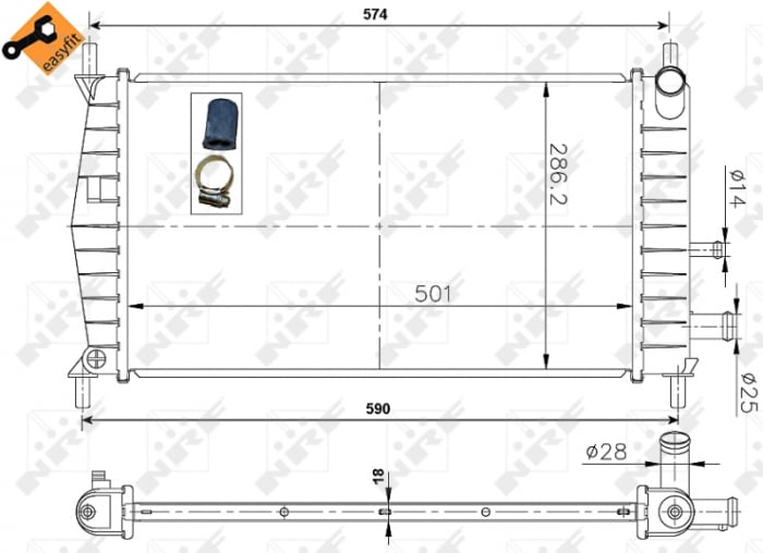 Radiator motor (cu elemente montaj) potrivit FORD FIESTA III, FIESTA IV, FIESTA MINIVAN; MAZDA 121 III 1.1 1.3