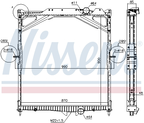 Radiator motor (cu rama) potrivit VOLVO FH, FH II, FH12, FH16 D12A340-D16G750 08.93- [3]