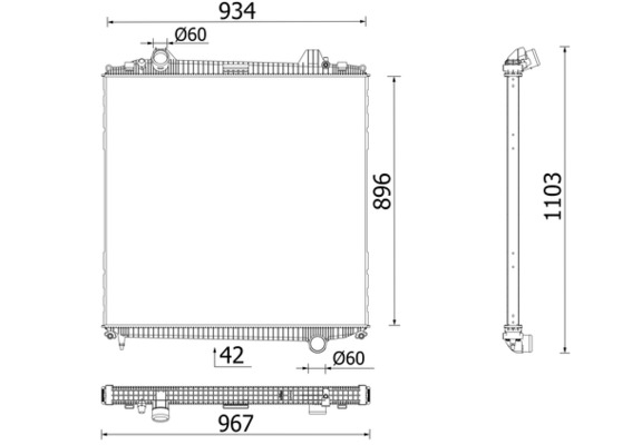 Radiator motor EURO 6 potrivit MAN TGS I, TGX I D2066LF01-D2676LFAY 2006-2021 (fara carcasa, insertie interioara) [2]