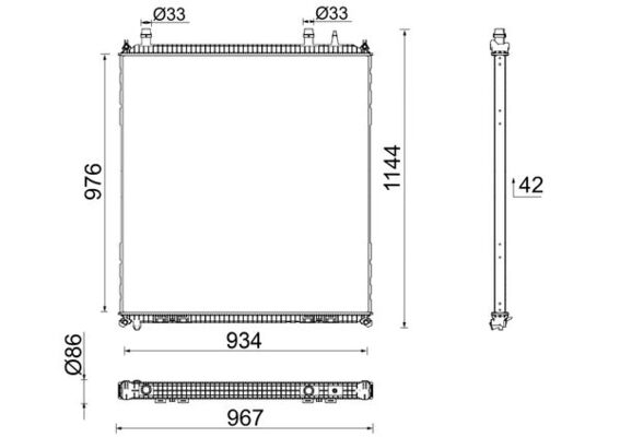 Radiator motor EURO 6 potrivit MAN TGS II, TGX I, TGX II D1556LF07-D3876LF12 dupa 2006 (fara carcasa, model nou) [2]