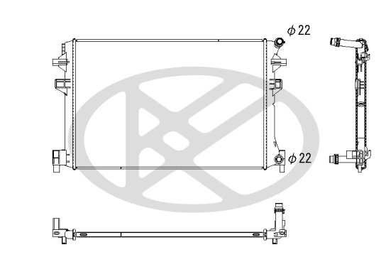 Radiator motor potrivit Audi A1, A1 Allstreet, A1 City Carver; Seat Arona, Ibiza V; Skoda Fabia IV, Kamiq, Scala; VW Polo VI, T-CROSS, Taigo 1.0/1.0CNG/1.5 dupa 2017 - aluminiu, 623×429×16 mm [2]