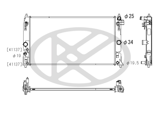 Radiator motor potrivit Lexus Ux; Toyota Corolla, Prius dupa 2015 - 1.8 hibrid / 2.0 hibrid, aluminiu, 675×388×16 mm [2]