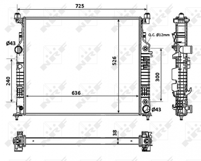 Radiator motor potrivit MERCEDES GL (X164), M (W164), R (W251, V251), SL (R230) 4.0D 6.0 6.2