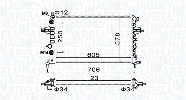 Radiator motor potrivit OPEL ASTRA G, ASTRA G KOMBI, ZAFIRA A 1.4-2.2