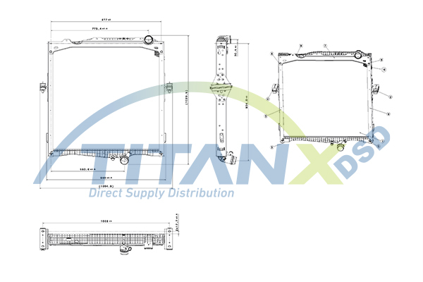 Radiator racire motor (cu rama) EURO 6 potrivit RVI C, K, T DTI11-DXi13520 01.13-