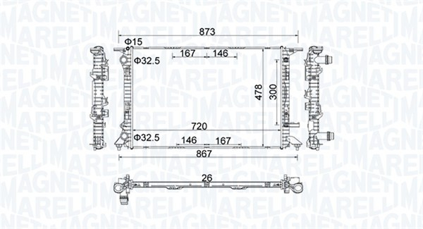 Radiator racire motor potrivit AUDI A4 ALLROAD B8, A4 B7, A4 B8, A4 B9, A5, A6 C7, A7, Q5; PORSCHE MACAN 1.8-2.0H