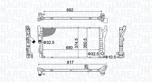 Radiator racire motor potrivit BMW 2 (F45), 2 GRAN TOURER (F46), X1 (F48), X2 (F39); MINI (F55), (F56), (F57), CLUBMAN (F54), COUNTRYMAN (F60) 1.2/1.5 09.13- [3]