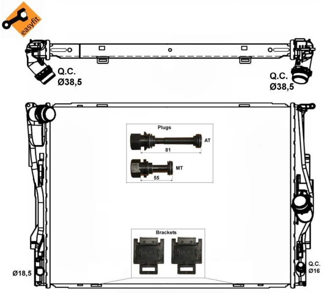 Radiator racire motor potrivit BMW Seria 1 (E81), 1 (E82), 1 (E87), 1 (E88), 3 (E90), 3 (E91), 3 (E92), 3 (E93), X1 (E84), Z4 (E89) 1.6-3.0