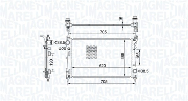 Radiator racire motor potrivit FIAT DOBLO, DOBLO CARGO; OPEL COMBO TOUR, COMBO MINIVAN 1.3D 1.4