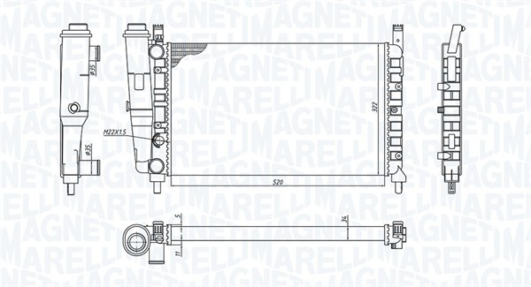 Radiator racire motor potrivit FIAT ELBA, FIORINO, FIORINO MINIVAN, UNO; INNOCENTI ELBA 1.1-1.6