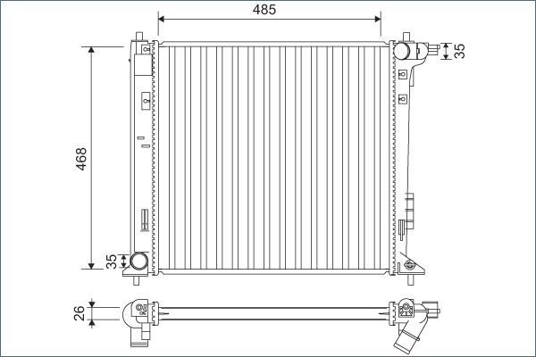Radiator racire motor potrivit HYUNDAI TUCSON, TUCSON SUV; KIA SPORTAGE IV 1.6-2.0DH 06.15-