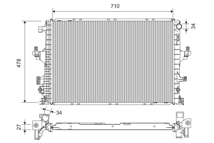 Radiator racire motor potrivit VW CALIFORNIA T6 CAMPER, MULTIVAN T6, TRANSPORTER T6, TRANSPORTER T6   CARAVELLE T6 2.0 2.0D 04.15-08.24