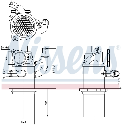 Radiator recirculare gaze esapament potrivit AUDI A4 ALLROAD B8, A4 ALLROAD B9, A4 B8, A4 B9, A5, A6 C7, Q5 2.0D 11.07-