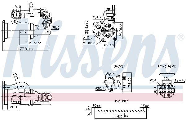 Radiator recirculare gaze esapament potrivit DACIA DOKKER, DOKKER MINIVAN, DUSTER, LOGAN, LOGAN EXPRESS, LOGAN II, LOGAN MCV, LOGAN MCV II, SANDERO, SANDERO II; NISSAN KUBISTAR, MICRA III, NOTE, NV200