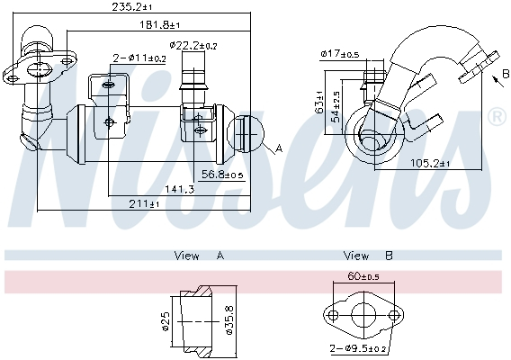 Radiator recirculare gaze esapament potrivit FORD TOURNEO CONNECT, TRANSIT CONNECT 1.8D 06.02-12.13 [3]