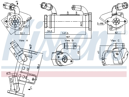 Radiator recirculare gaze esapament potrivit LAND ROVER RANGE ROVER III, RANGE ROVER SPORT I 3.6D 04.06-03.13