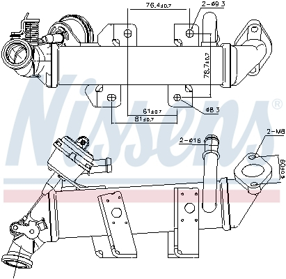 Radiator recirculare gaze esapament potrivit NISSAN NV400, PRIMASTAR; OPEL MOVANO B, VIVARO A; RENAULT ESPACE IV, LAGUNA, LAGUNA III, LATITUDE, MASTER III, TRAFIC II 2.0D 2.3D 01.06-