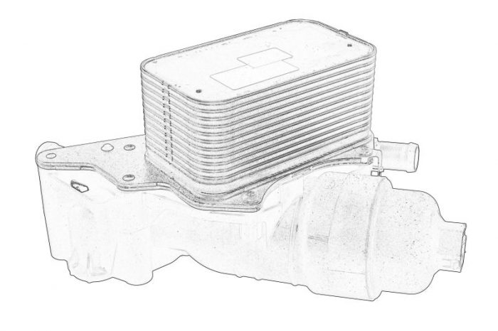 Radiator ulei (contine: carcasa filtrului) potrivit MERCEDES MARCO POLO CAMPER (W447), VITO MIXTO (DOUBLE CABIN), VITO TOURER (W447), VITO (W447); FIAT TALENTO; NISSAN NV300 1.6D 04.11-