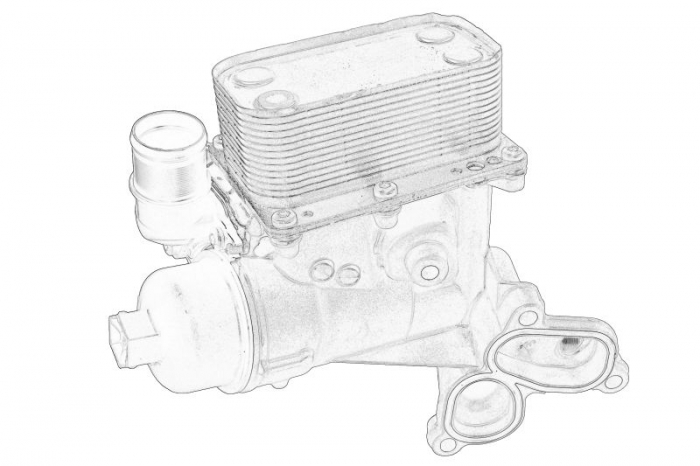 Radiator ulei (contine: carcasa, radiator, garnituri, filtru de ulei) potrivit NISSAN PRIMASTAR, X-TRAIL II; OPEL VIVARO A; RENAULT ESPACE IV, GRAND SCENIC II, KOLEOS I, LAGUNA 2.0D 08.05-