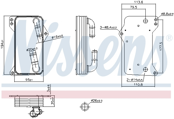 Radiator ulei potrivit AUDI A1, A3, Q2, Q3, TT; CUPRA ATECA, FORMENTOR, LEON, LEON SPORTSTOURER; SEAT ATECA, LEON, LEON SPORTSTOURER, LEON ST, TARRACO; SKODA KAROQ, KODIAQ I 1.0-2.5 08.12-