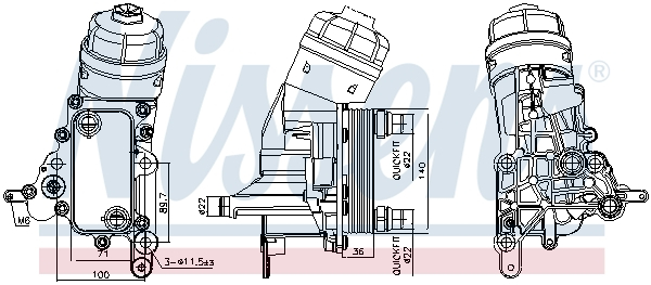 Radiator ulei termoflot cu carcasa filtru ulei potrivit ALFA ROMEO GIULIETTA; FIAT 500L, 500X, BRAVO II, DOBLO, DOBLO CARGO, TIPO; JEEP RENEGADE; OPEL COMBO TOUR, COMBO MINIVAN 1.6D 09.07-