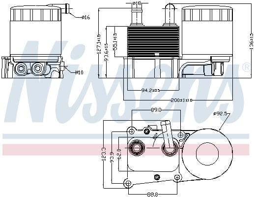 Radiator ulei termoflot cu carcasa filtru ulei potrivit FORD TOURNEO CONNECT, TRANSIT CONNECT 1.8D 06.02-12.13