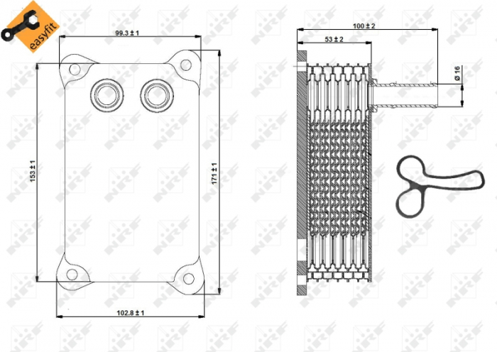 Radiator ulei termoflot (cu garnitura) potrivit FORD TRANSIT; LAND ROVER DEFENDER 2.2D 2.4D 01.00-02.16