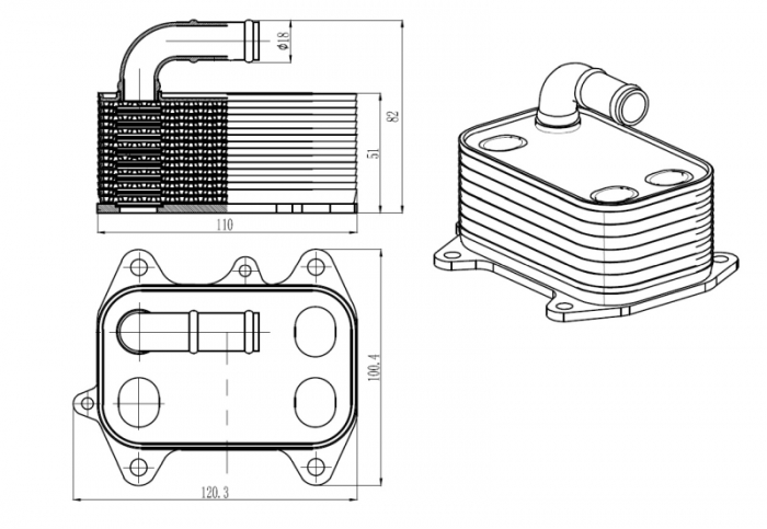 Radiator ulei termoflot potrivit AUDI A6 C7 2.0D 03.11-09.18