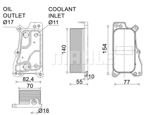 Radiator ulei termoflot potrivit MERCEDES C (C204), C (CL203), C T-MODEL (S203), C T-MODEL (S204), C (W203), C (W204), CLC (CL203), CLK (A209), CLK (C209), CLS (C219), E (A207), E (C207) 2.5-5.5 01.05