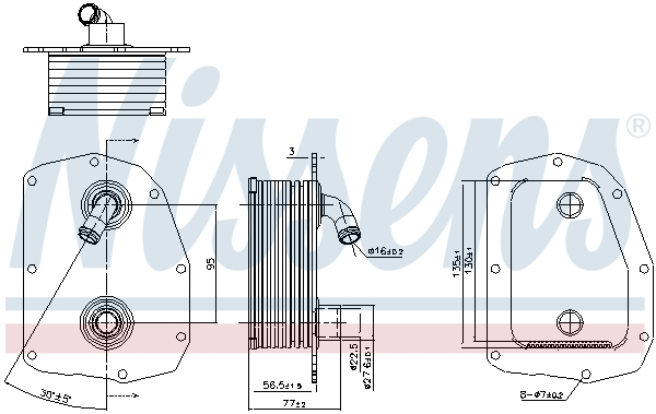 Radiator ulei termoflot potrivit MERCEDES C (W202), E (A124), E (C124), E T-MODEL (S124), E (W124), S (W140), SL (R129); SSANGYONG KORANDO, MUSSO 2.8 3.2 3.6 03.91-11.06