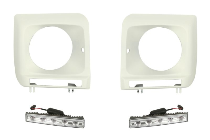 Rama far Fata Dreapta Stanga cu lumini LED de zi; Set 2 bucati potrivit MERCEDES G W461, G W463 2.3-6.0 09.89-