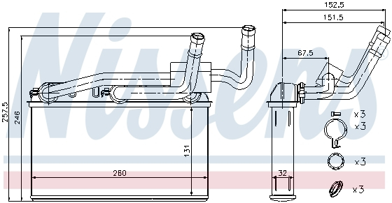 Schimbator caldura incalzire habitaclu (131x260x32) BMW X5 (E70), X5 (F15, F85), X6 (E71, E72), X6 (F16, F86) 2.0D-4.8 intre 2006-2019