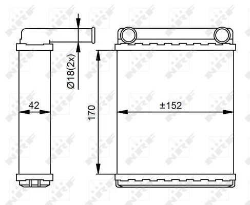 Schimbator caldura incalzire habitaclu (152x170x42) MERCEDES SPRINTER 2-T (901, 902), SPRINTER 3-T (903), SPRINTER 4-T (904) 2.1D-2.9D intre 1995-2006