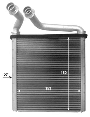 Schimbator caldura incalzire habitaclu (180x153x27) SKODA SUPERB II, YETI; VW CC, EOS, GOLF PLUS, GOLF V, GOLF VI, PASSAT, PASSAT ALLTRACK, PASSAT CC, SCIROCCO, TIGUAN 1.2-3.6 intre 2003-2018