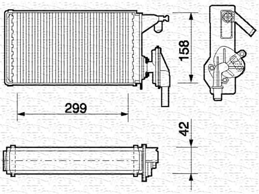 Schimbator caldura incalzire habitaclu (300x158x42mm) potrivit CITROEN JUMPER I; FIAT DUCATO; PEUGEOT BOXER 230A2.000-XUD9TE 02.94-
