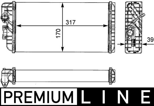 Schimbator caldura incalzire habitaclu (317x170x39mm) potrivit MERCEDES LK/LN2, T2/LN1, VARIO, VARIO (B667, B670, B668), VARIO (B670), VARIO (B670, B668, B667) ADE364N-OM904.964 01.84- [3]