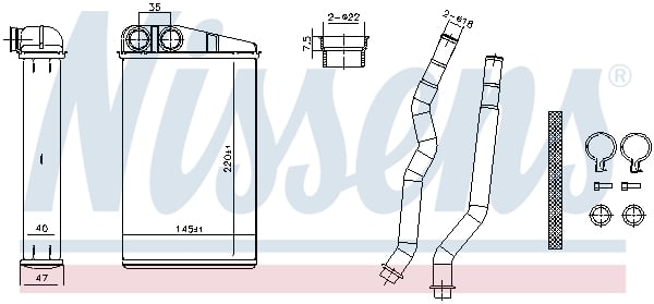 Schimbator caldura incalzire habitaclu potrivit CITROEN C1; FORD B-MAX, ECOSPORT, FIESTA VII, KA+ III, PUMA, TOURNEO COURIER B460, TRANSIT COURIER B460, TRANSIT COURIER B460 MINIVAN; PEUGEOT 107; TOYO