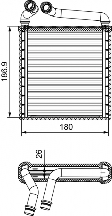 Schimbator caldura incalzire habitaclu potrivit SKODA OCTAVIA II, SUPERB II, YETI; VW CC B7, EOS, GOLF PLUS, GOLF PLUS V, GOLF V, GOLF VI, JETTA IV, PASSAT ALLTRACK B7, PASSAT B6, PASSAT B7, PASSAT B7