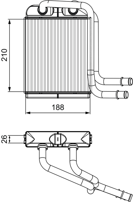 Schimbator caldura incalzire habitaclu potrivit VW CALIFORNIA T5 CAMPER, CALIFORNIA T6 CAMPER, MULTIVAN T5, MULTIVAN T6, TRANSPORTER T5, TRANSPORTER T6, TRANSPORTER T6   CARAVELLE T6 1.9D-3.2 04.03-08