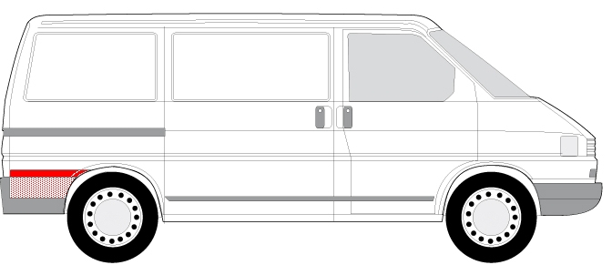 Segment reparatie aripa spate dreapta dupa roata VW TRANSPORTER IV intre 1990-2003