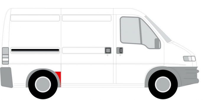 Segment reparatie aripa spate dreapta inaintea rotii, model scurt CITROEN JUMPER; FIAT DUCATO; PEUGEOT BOXER intre 1994-2006 [2]