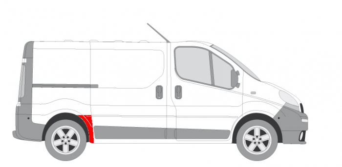 Segment reparatie aripa spate dreapta inaintea rotii, model scurt NISSAN PRIMASTAR; OPEL VIVARO A; RENAULT TRAFIC II dupa 2001 [2]