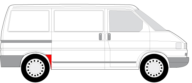 Segment reparatie aripa spate dreapta potrivit VW TRANSPORTER IV 1990-2003 - inaintea rotii, model scurt [2]