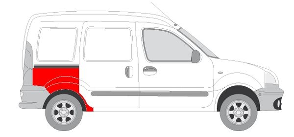 Segment reparatie aripa Spate Dreapta (la prima nervura, cu usa din spate) potrivit RENAULT KANGOO, KANGOO EXPRESS  [2]