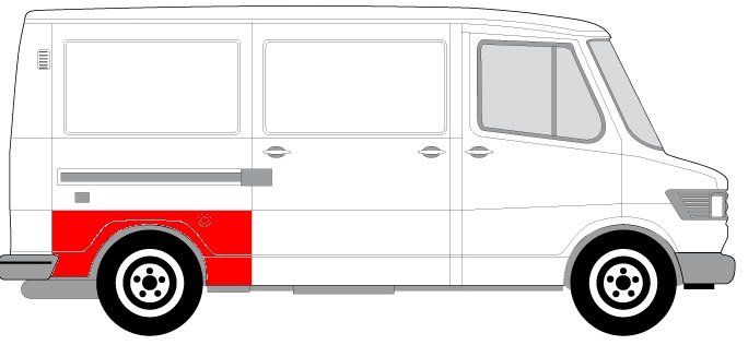 Segment reparatie aripa spate dreapta model scurt MERCEDES T1 / T2 601, 602 intre 1977-1996 [2]