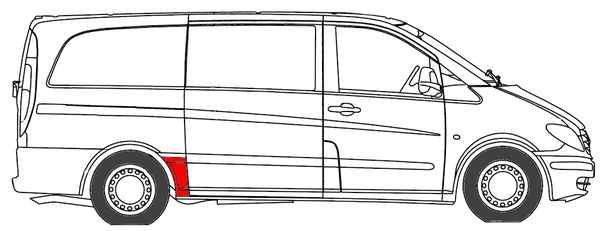 Segment reparatie aripa Spate Dreapta (Partea frontala, model scurt) potrivit MERCEDES VIANO (W639), VITO / MIXTO (W639), VITO (W639) [2]