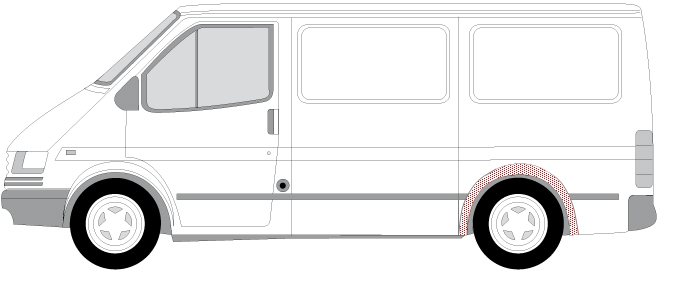 Segment reparatie aripa spate stanga aripa , model scurt FORD TRANSIT intre 1991-2000 [2]
