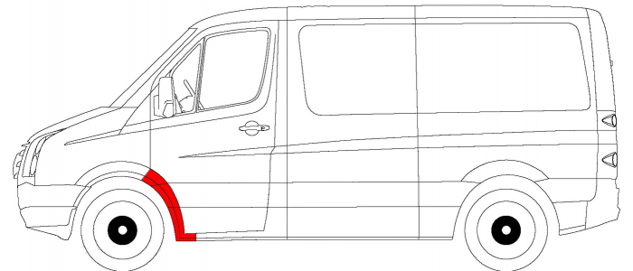 Segment reparatie aripa Stanga (partea din spate) potrivit MERCEDES SPRINTER 3,5-T (B906), SPRINTER 3-T (B906), SPRINTER 4,6-T (B906), SPRINTER 5-T (B906); VW CRAFTER 30-35 dupa 2006 [2]